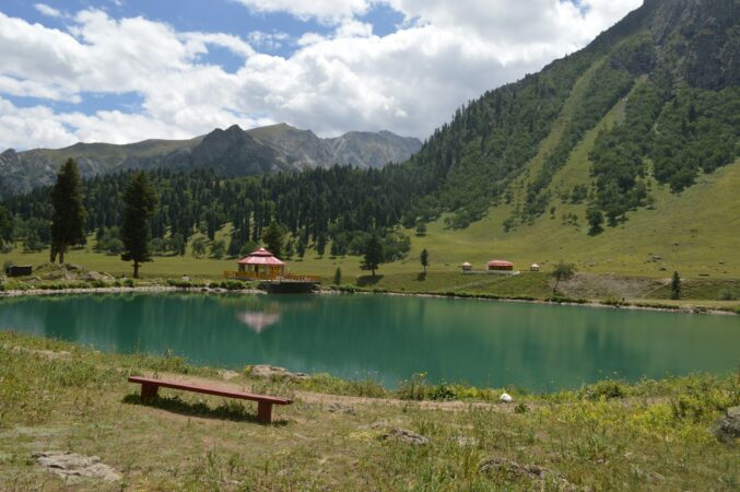 a lake surrounded by mountains